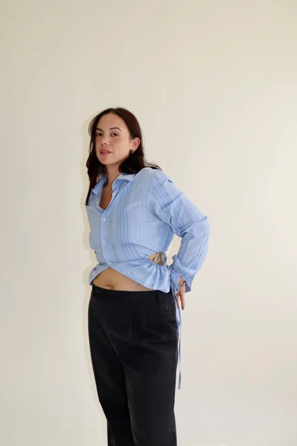 Blue Patterned Curve Shirt - Image 2