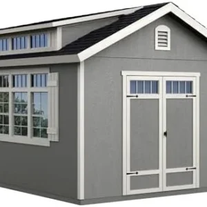 Handy Home Products Windemere 10×12 Do-It-Yourself Wooden Storage Shed with Floor, Beige