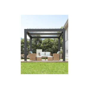 Louvered Pergola with Adjustable Roof, Reinforced Aluminum Frame & Integrated Drainage System for Patio