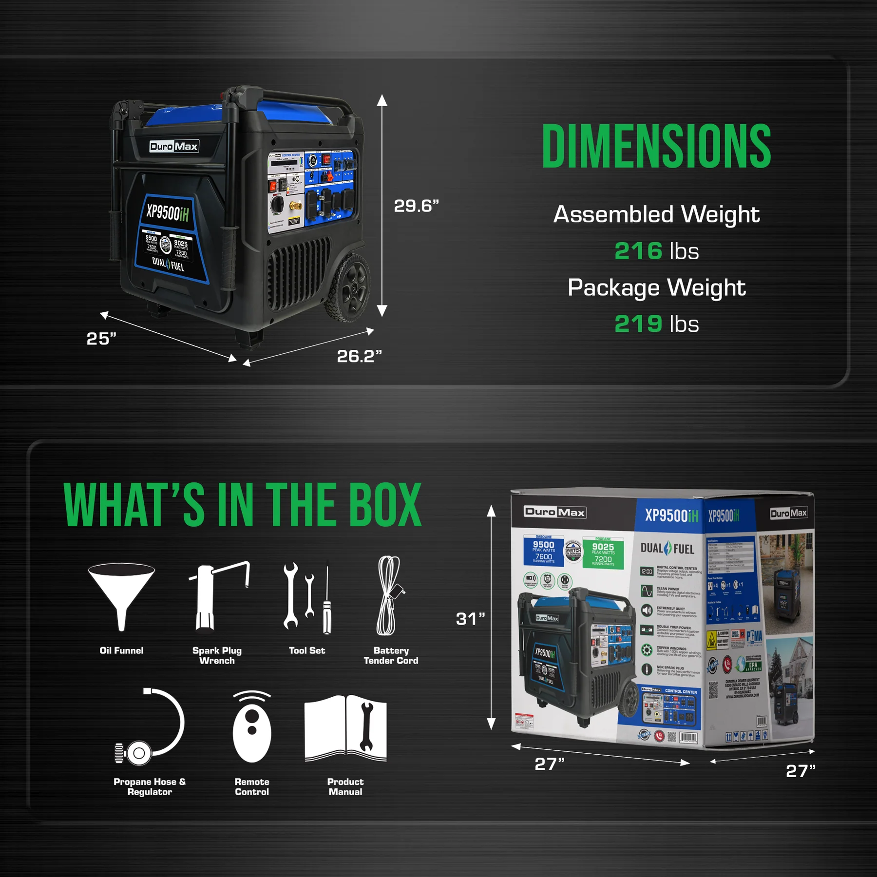 DuroMax 9,500 Watt Portable Dual Fuel Inverter Generator – Quiet, Low THD - Image 3