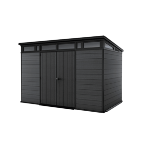 Keter Artisan 7×11 ft Pent Plastic Garden Shed with Floor & Window – Dark Grey
